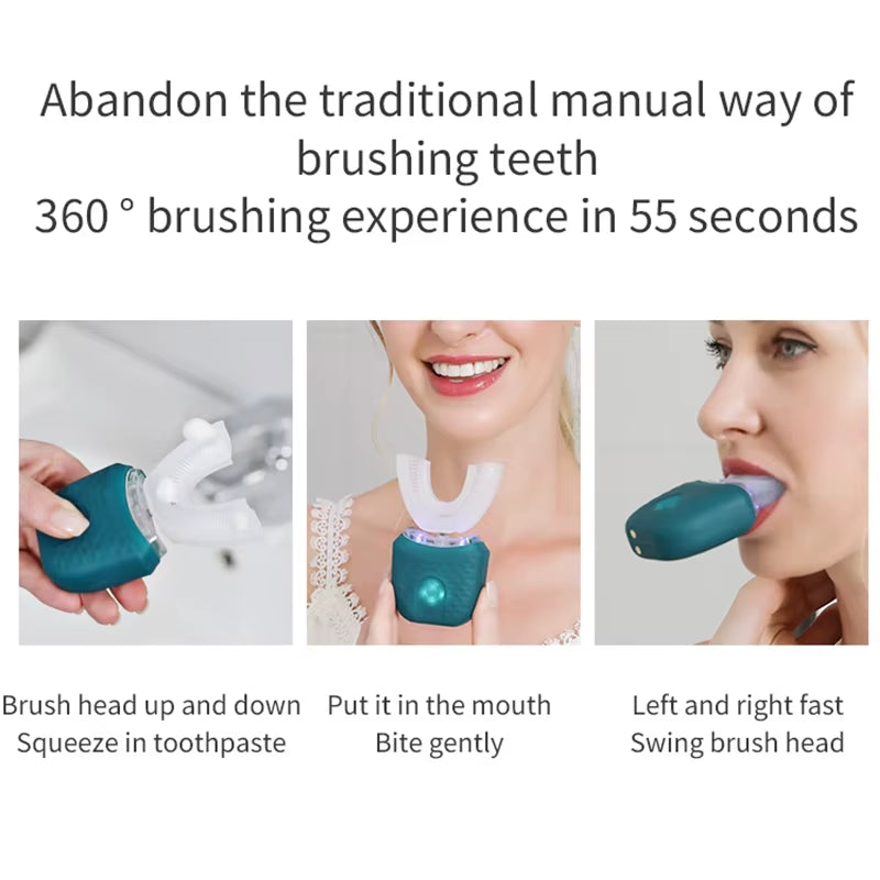 U Shaped Type Toothbrush 360 Degrees Ultrasonic Children Whitening Silicone Automatic Electric Toothbrush